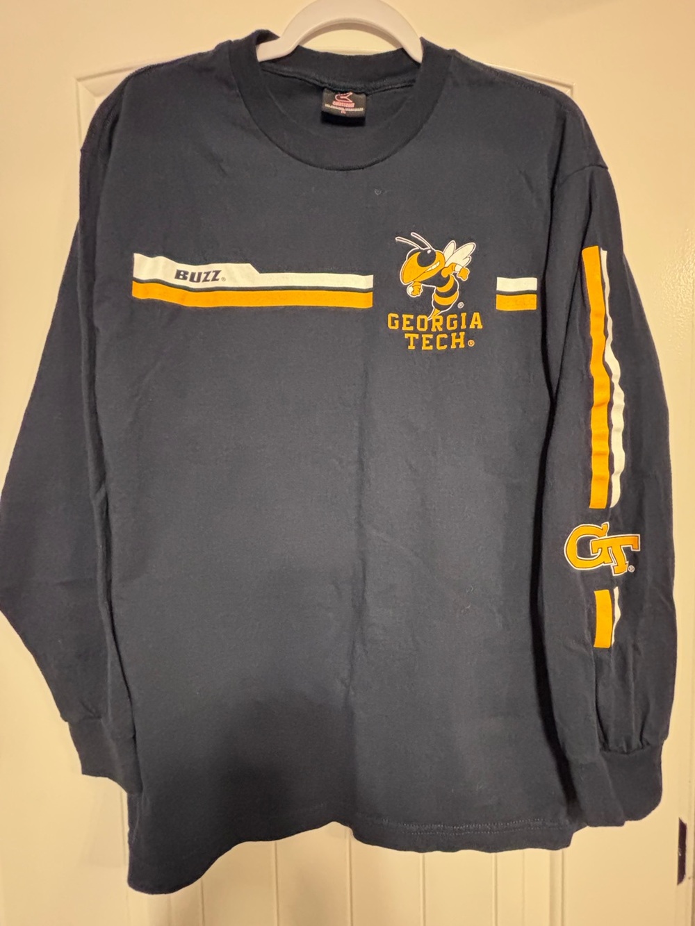 Georgia Tech Buzz College Long Sleeve Tee - Navy & Gold, Yellow Jackets, L